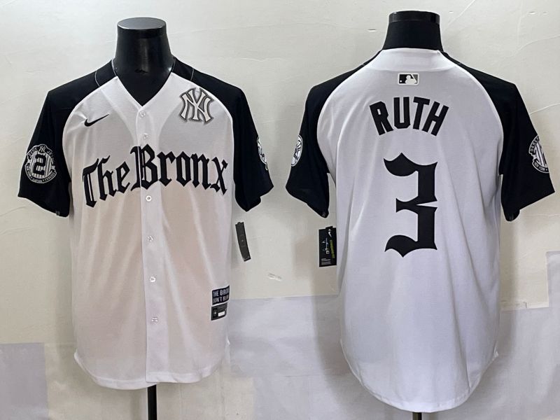 Men 2025 New York Yankees #3 Ruth White black Five generations Joint Name Nike MLB Jersey style 59